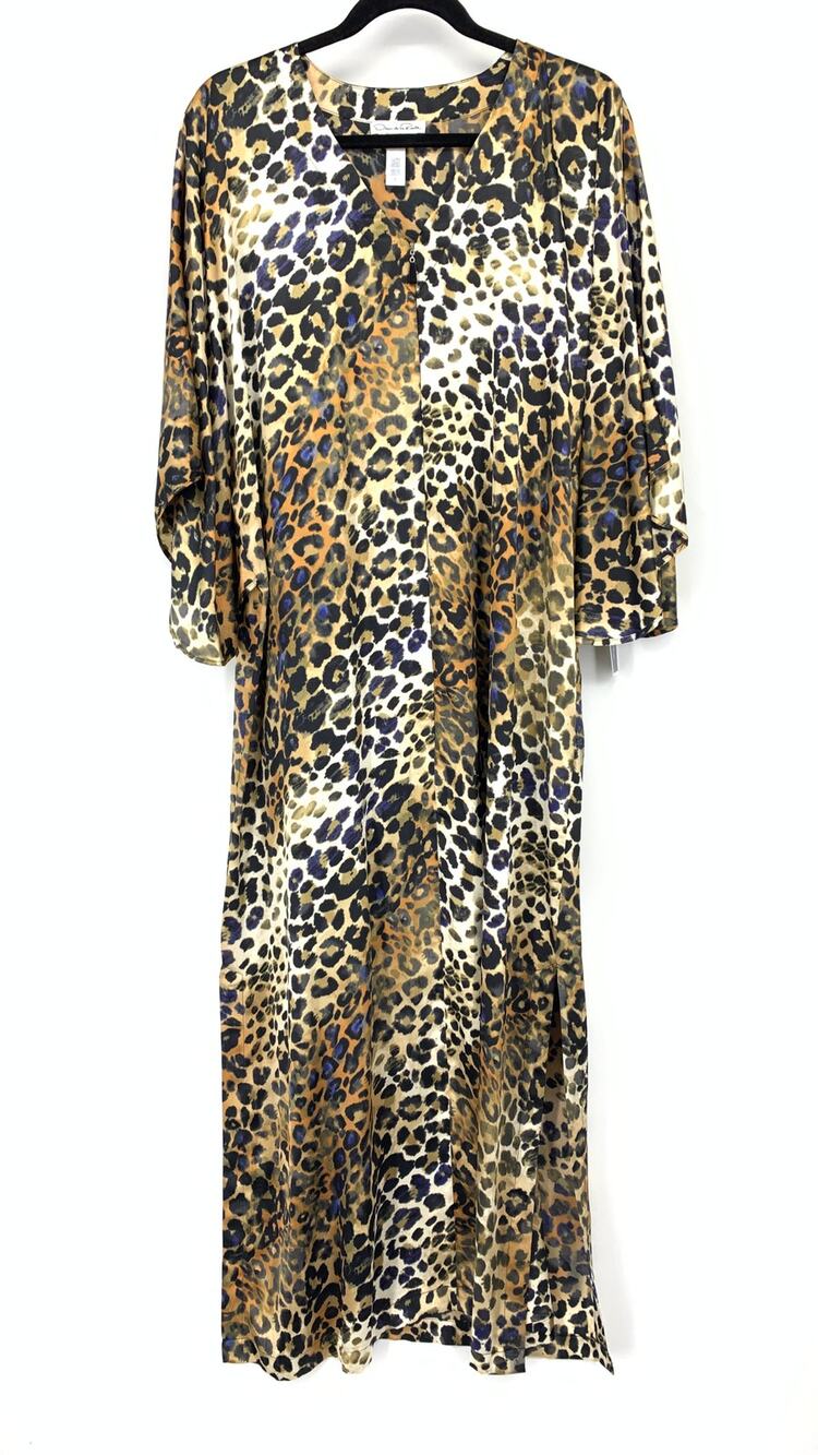 Oscar de la Renta Caftan Womens L NWT Leopard Animal Print Neiman Marcus
